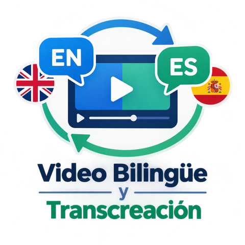 Icono de video bilingüe y transcreación